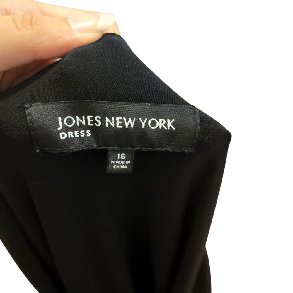 Jones New York black maxi short sleeve v neck dress, size 16 - Picture 3 of 4